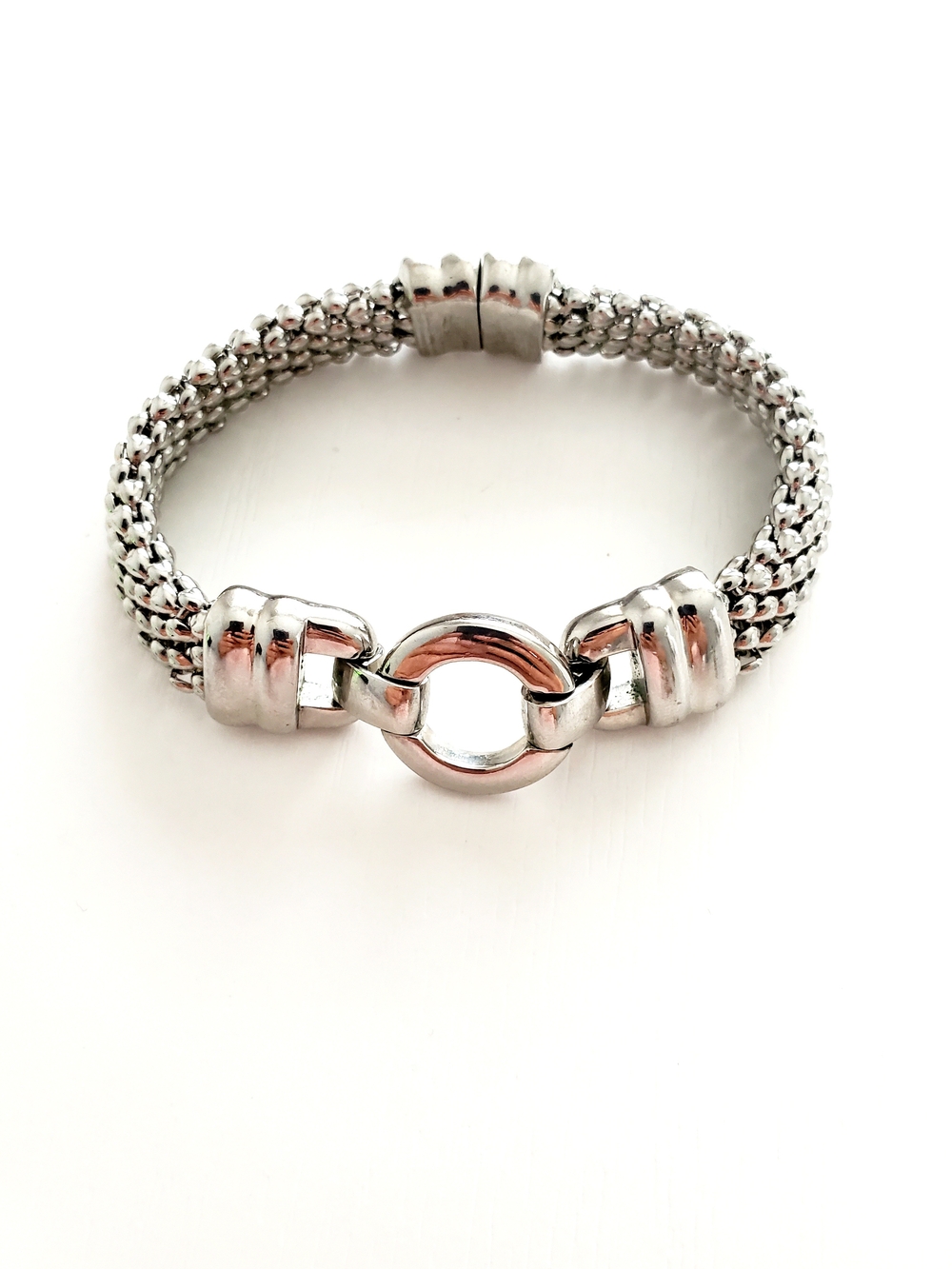 Silver-Tone Mesh Link Bracelet